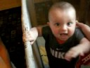 Michele and Sebastian playing hide and seek.
