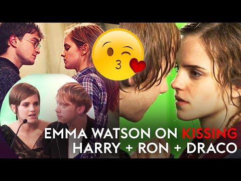 costars - Emma Watson talks about filming kissing scenes with co-stars, and childhood friends, Daniel Radcliffe and Rupert Grint, and also alludes to a schoolgirl crus...