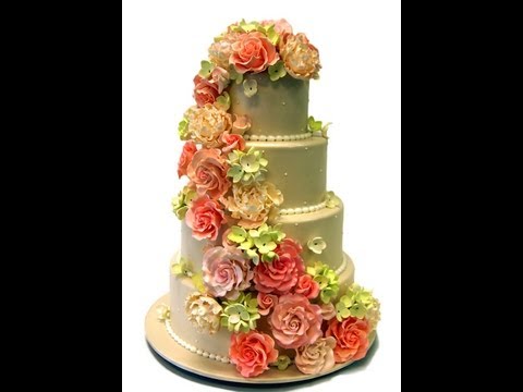 how to attach roses to a cake