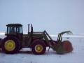 John Deere 4450 MFWD 740 Classic loader feeding cattle