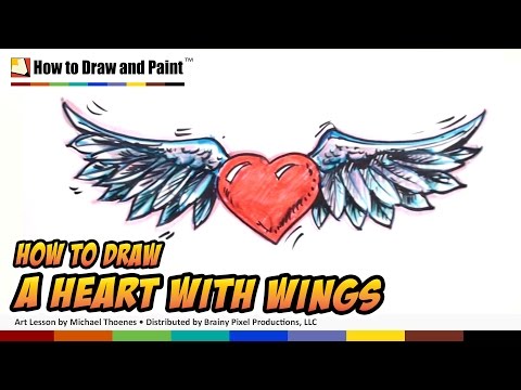 how to draw wings on a heart