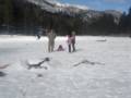 Playing football in the snow