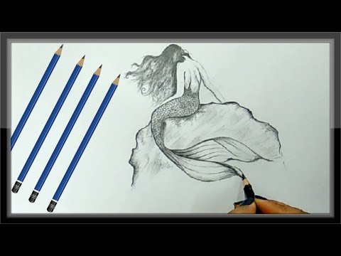 video-linktoworks-Cool Drawings - Pencil Drawing A Beautiful Mermaid Picture ...