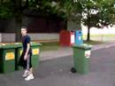 White boy jumps over trash bin White boy jumps over trash bin