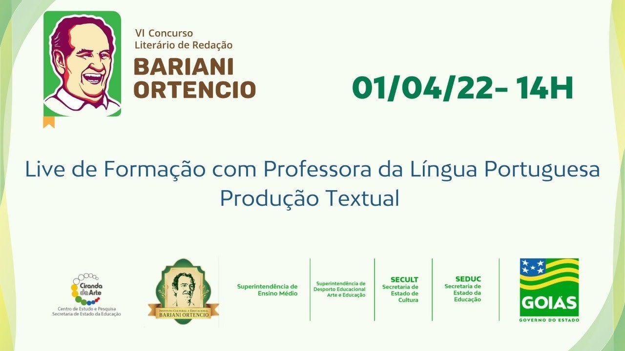 Live de Formação para Professores do Concurso Literário Bariani Ortencio - Produção Textual