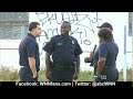 Miami Police Car Drives Up Utility Pole