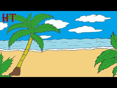 How To Draw A Beach Scene Step by Step || Scenery Drawing – I'm ...