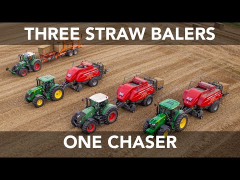 Straw Baling - Three Balers in One Field
