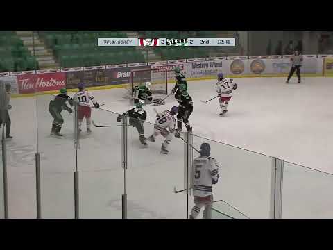 #18 Mattias Schoffner overpowers the goalie with a shot off the face off for the 3rd goal of the night vs Okotokss