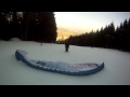 Paraglider startet im Kanonenrohr am Kreuzberg Feb.12 Schnee