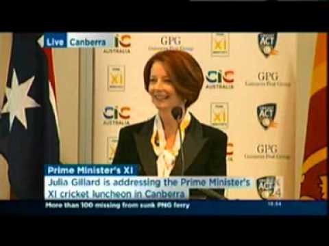 Julia Gillard addressing the PM's XI luncheon