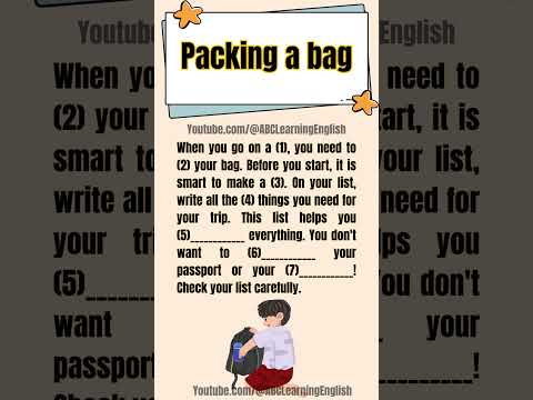 Easy English for Beginners Packing a Bag Learn Travel Vocabulary (A1-A2 ...