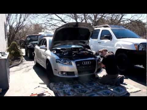 R8 style HID projector headlight install on an Audi A4 B7 S-line