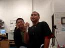 another party at the regent office (our excuse this time...my bday).  cuz carlo sings simply jessie with bobby.
