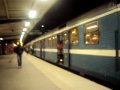 En X1 ankommer och avgår från Älvsjö/ One X1 Stockholms oldest commuter train coming to Älvsjö