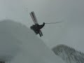 Skier flipping; towed in by snomobile; and then some Skier flipping; towed in by snomobile; and then some