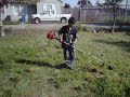 moises cutting my back yard
