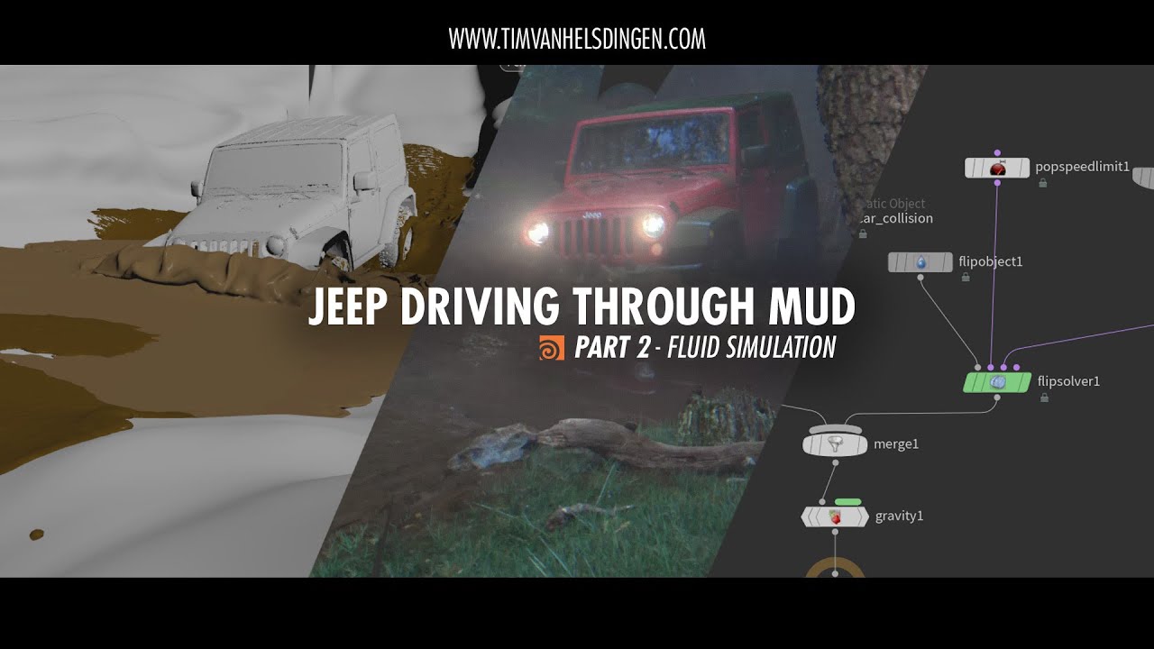 Jeep Driving Through Mud Tutorial - Part 02 - Simulations in Houdini