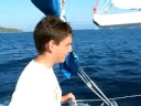 Sailing Turkey July 08 - Tom at Helm