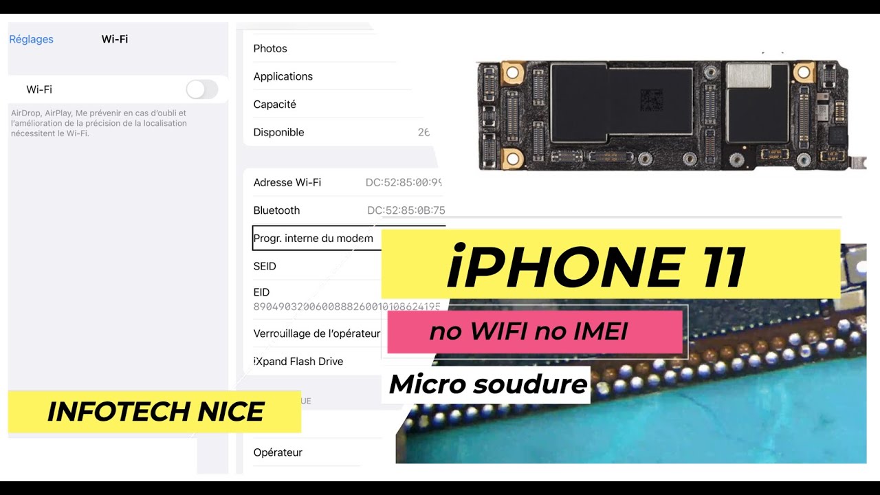 INFOTECH NICE - pas de wifi, pas réseau sur votre iPhone 11 ? No wifi, no IMEI and not charging ?