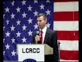 republican presidential candidate daniel gilbert speaking at the linn county, iowa straw poll for linn county delegates