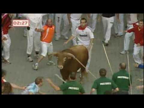 bull - Join ITN on Facebook at http://on.fb.me/itnfb! Phillip Heenan speaks about witnessing a man gored to death during the Running of the Bulls in Pamplona, Spain...
