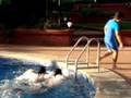 Arzaan gets pushed in d pool :)