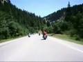 Deer nearly miss biker