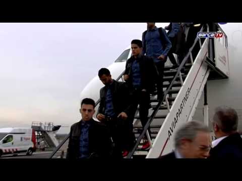 FC Barcelona team arrives in Amsterdam