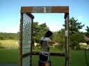 Tina shoots down her first clay!
