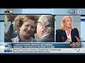 marine le pen, pr�sidente du front national est l'invit�e du 19h de ruth elkrief sur bfmtv.