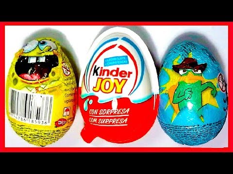 3 HUEVOS SORPRESA BOB ESPONJA, PHINEAS Y FERB, KINDER JOY GO MOVE. COLECCIÓN 2013. SURPRISE EGG