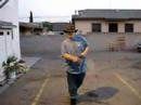 Fat Indiana Jones using a bullwhip Fat Indiana Jones using a bullwhip