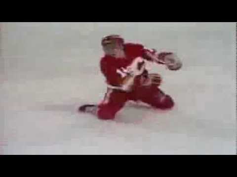 Wacky Goal Celebration: Theo Fleury goes for a slide