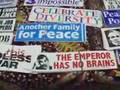 bumper stickers and signs at peace ralley 3/1908