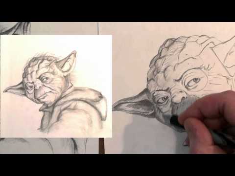 how to draw yoda