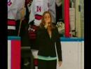 mess singing the hythm in a hockey match