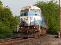 June 10, 2008: NS SD80MAC's 7209 (recently repainted) and 7205 (Conrail Quality) head back at the end of day onto the South Fork secondary on the wye at Maple St. 36A's helpers (NS SD40-2 3347 