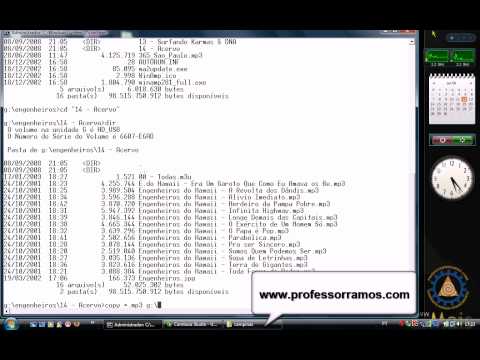 MS DOS - Vídeo Aula com Tutorial de MS-DOS - Os principais comandos deste Sistema Operacional Microsoft - Comandos: dir cls vol ver time date label copy move del xcop...