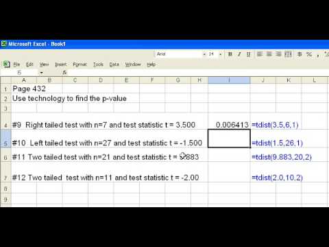 how to obtain p value in excel