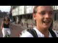 John and Meggy cycling through Amsterdam in August 2008