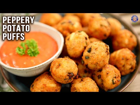 Potato Puffs using Pepper | Crunchy Potato Puff with Easy Dip Recipe | Easy Potato Snack | Bhumika