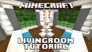 Minecraft Tutorial: How To Make A Living Room, Furniture And Fireplace  (Modern House Build  Ep.17)