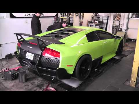 SV - Tom's outrageous lime green (Verde Ithaca) LP 670-4 SV on the dyno. Horsepower rating at the tires was 547!!