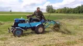 Мини трактор из мотоблока с граблями