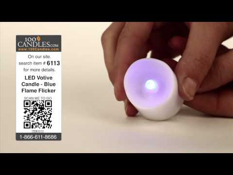 Battery Operated LED Votive Candle - Blue Flame Flicker