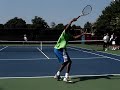 practicing serves on the practice courts during legg mason 2007.  serve motion looks very similar to roddick's serve (look at video response to see a clip of roddick practicing serves two practice courts away).
