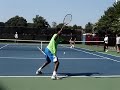 practicing serves on the practice courts during legg mason 2007.  serve motion looks very similar to roddick's serve (look at video response to see a clip of roddick practicing serves two practice courts away).