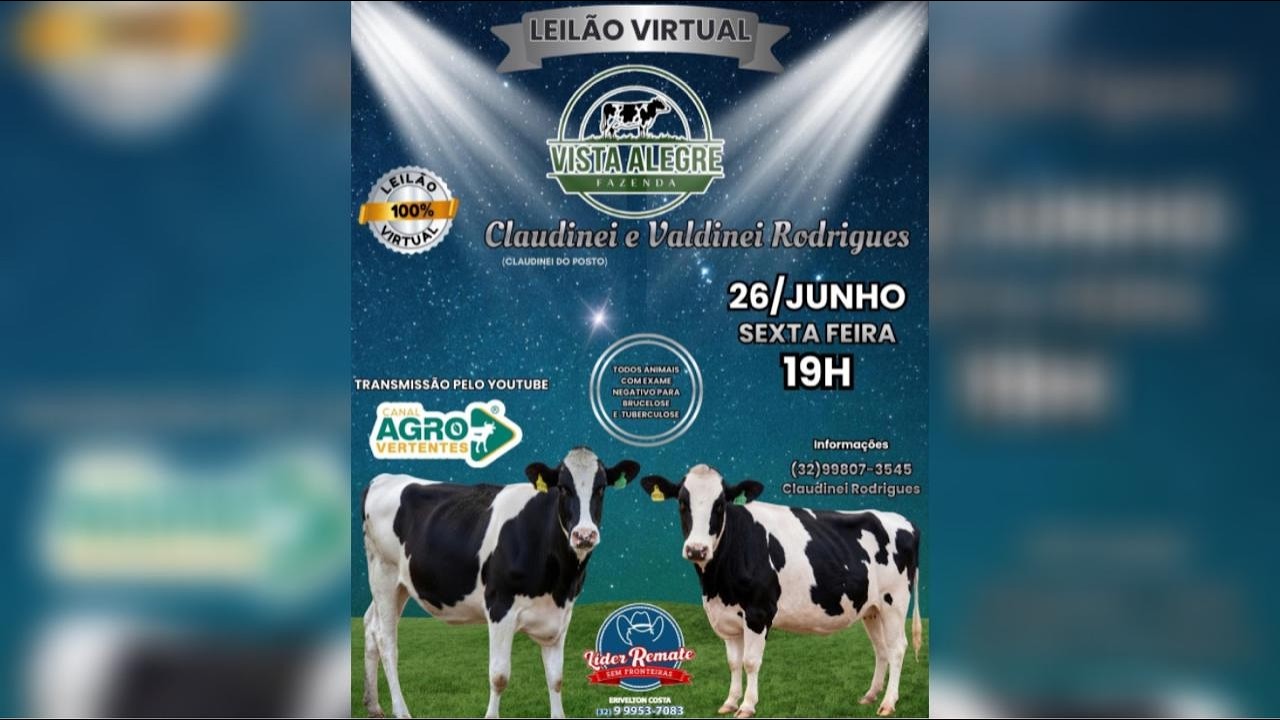 LEILÃO VIRTUAL FAZENDA VISTA ALEGRE - CLAUDINEI E VALDINEI RODRIGUES - SÃO JOÃO DEL REI/MG - 08/06