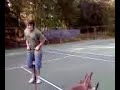 Pogo on tennis court fall